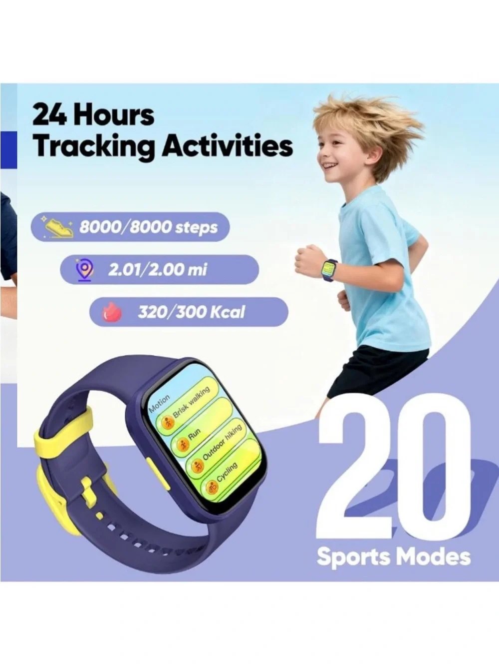 Kids Smart Watch - HD Touch Screen Fitness Tracker, Heart Rate Monitor